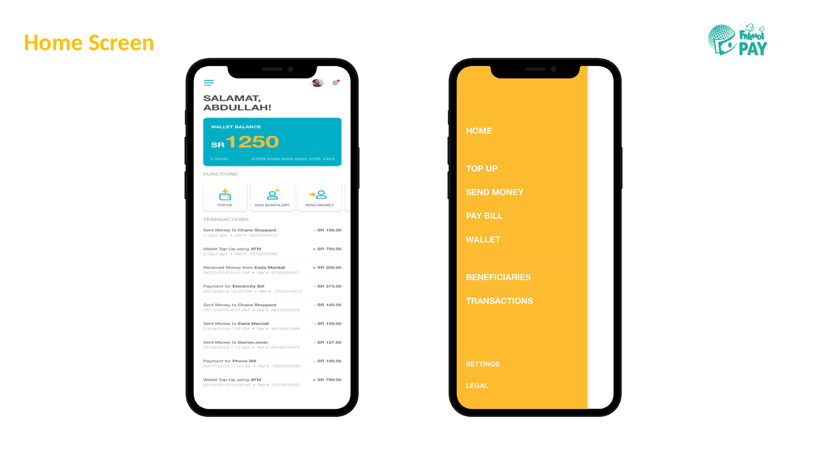 Friendi Pay home dashboard